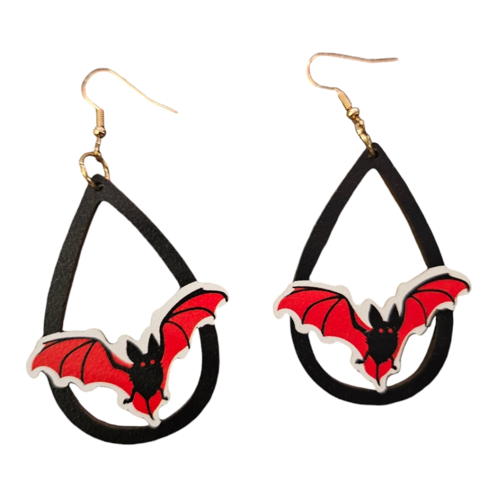 Halloween Teardrop Bat Earrings